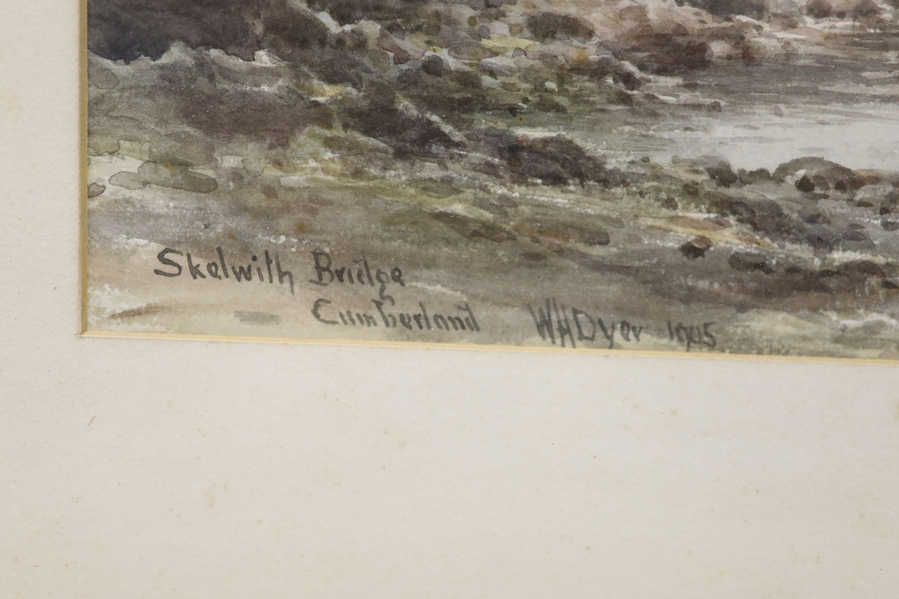 William Henry Dyer (fl.1890-1930), watercolour, Skelwith Bridge, Cumberland, signed and dated 1905, 32 x 46cm